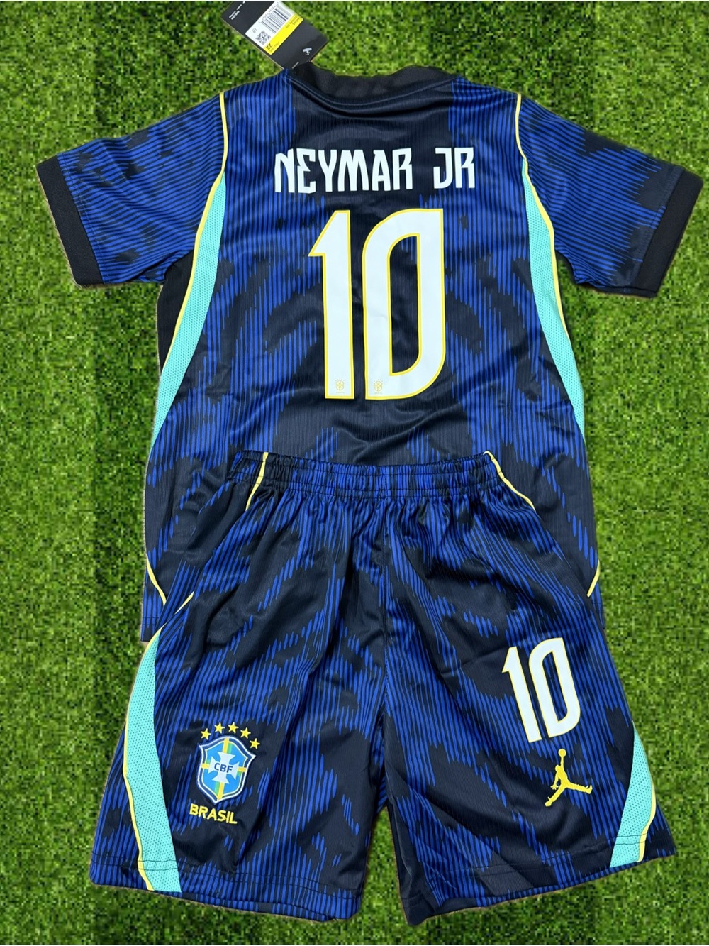 Blue Brazil Neymar Jr Kids Soccer Jersey